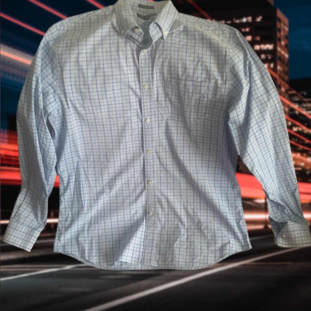Banana Republic Blue Checkered Dress Shirt